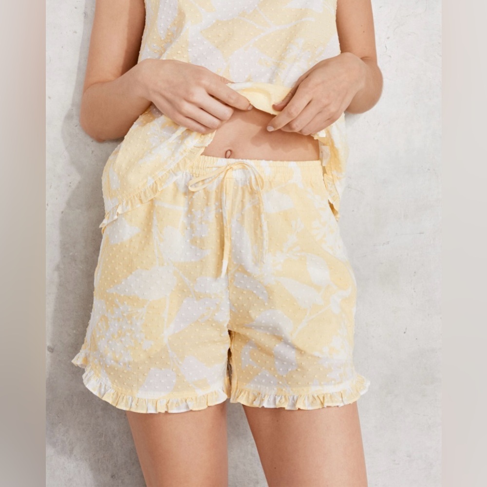 Haven Well Within True Cotton  Floral Embroidered Dot Pijama Shorts Size XXL